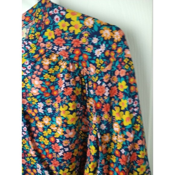 St. Johns Bay Woman XXL Shirt Floral Balloon Sleeve Boho Hippie Retro Workwear - Picture 5 of 8
